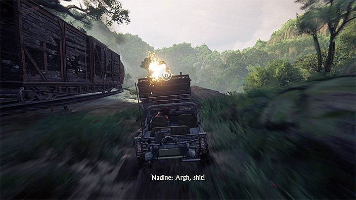 Podjedź skradzionym jeepem do ciężarówki, na której zamontowane jest działo - 9 - Ostatnia stacja - End of the Line | Opis przejścia - Uncharted: Zaginione Dziedzictwo - poradnik do gry