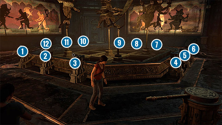 Użycie obrotowego mechanizmu uaktywni zagadkę - Jak rozwiązać zagadkę z cieniami w rozdziale 5? | FAQ - Uncharted: Zaginione Dziedzictwo - poradnik do gry