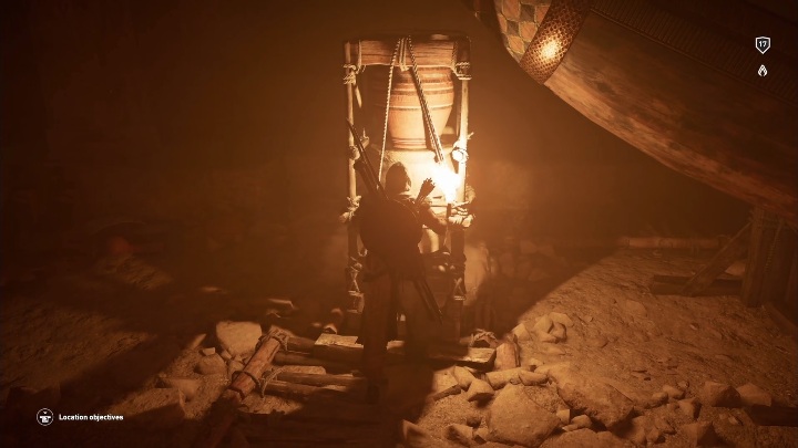 Dotrzesz do pomieszczenia z gondolą - Grobowiec Nomarchy - Nomarchs Tomb and Seshem eff | Czarna Pustynia | Grobowce - Assassins Creed Origins - poradnik do gry