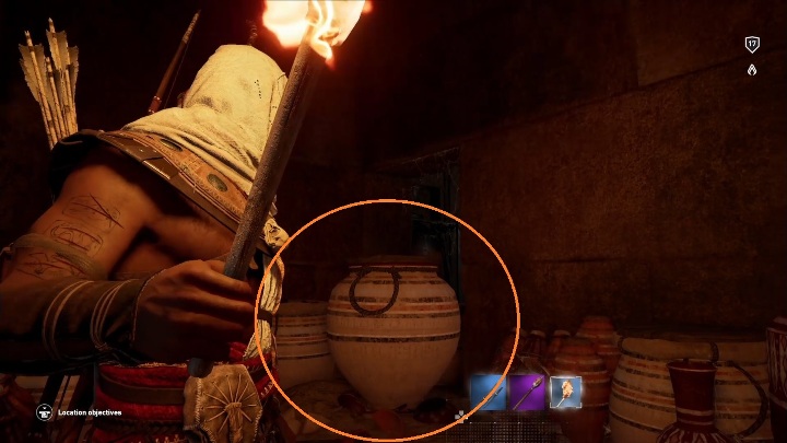 Znajdziesz się w pomieszczeniu z dzbanami - Grobowiec Snofru - Tomb of Sneferu | Nom Sakkara - Saqqara Nome | Grobowce - Assassins Creed Origins - poradnik do gry