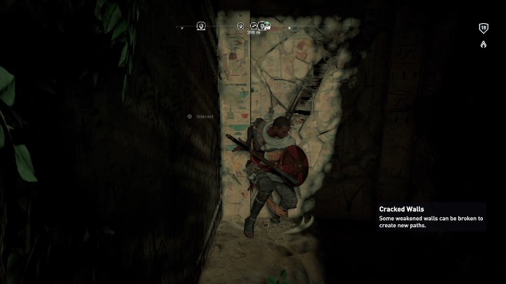 Aby dostać się do środka musisz rozbić ścianę za pomocą broni - Grobowiec Tomb of Smenkhare and Eeyoo Sekedoo Aat | Haueris Nome | Grobowce - Assassins Creed Origins - poradnik do gry