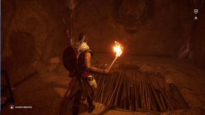 Dotrzesz do pomieszczenia, w którym będziesz mógł rozbić dwie podłogi - Grobowiec Amenemhata III - Tomb of Amenemhat III | Nom Haueris | Grobowce - Assassins Creed Origins - poradnik do gry