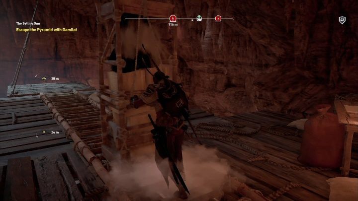 Później wskocz na górę - Ucieczka z piramidy wraz z Gamilatem (quest O zachodzie słońca) - Assassins Creed Origins - poradnik do gry