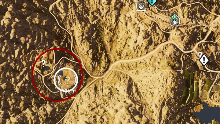Musisz teraz przenieść się do prowincji Green Mountains, a konkretnie w pobliże fortu Roman Camp of Curus w jej południowo-zachodniej części (obrazek) - Papirusy w Kyrenaika | Assassins Creed Origins - Assassins Creed Origins - poradnik do gry