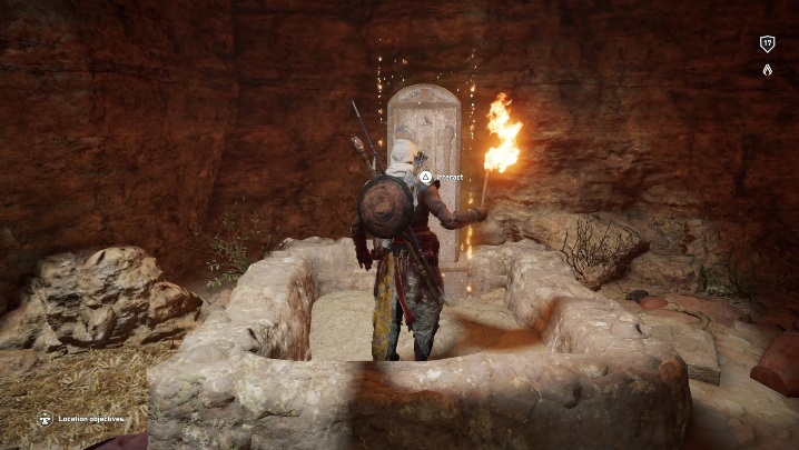 Kieruj się cały czas prosto, dotrzesz do miejsca z tablicą - Grobowiec Cynika - Tomb of the Cynic | Nom Uab | Grobowce | AC Origins - Assassins Creed Origins - poradnik do gry