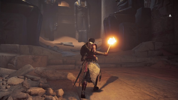 Poruszając się po fragmentach skał i kolumn przedostaniesz się na drugą stronę pomieszczenia - Samouczek (Prolog) | Zadania główne | Solucja Assassins Creed Origins - Assassins Creed Origins - poradnik do gry