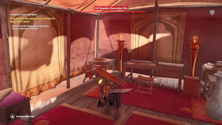 Po zebraniu jednego z artefaktu musisz udać się obozu wroga - Old Kingdom Excavation Site - Serce i imię Faraona, solucja AC Origins The Curse of the Pharaohs - Assassins Creed Origins - poradnik do gry