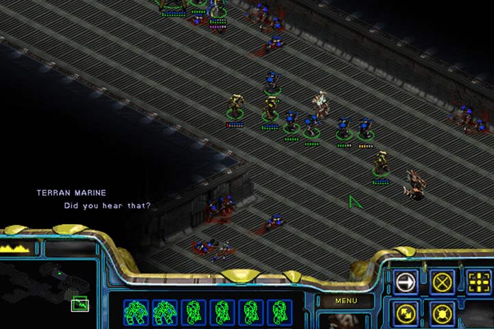 Kiedy napotkani Marines zaczną głośno komentować słyszałeś to?, jest to sygnał ostrzegawczy przed niespodziewanym atakiem Zergów. - Misja 6 - Into the Darkness | Kampania Protosów | StarCraft Remastered - StarCraft: Remastered - poradnik do gry