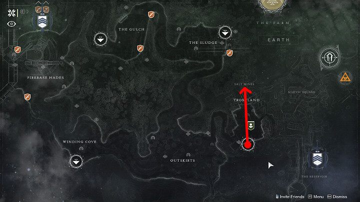 Przejdź do mapy układu słonecznego, wybierz planetę European Dead Zone i przeteleportuj się w miejsce wskazane na powyższym obrazku - Destiny 2: Rewolwer Thorn - jak zdobyć? - Destiny 2 - poradnik do gry