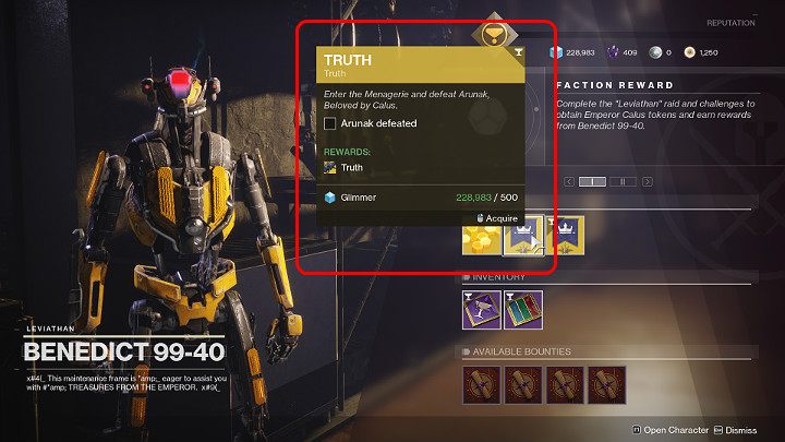 W celu zakupienia wyżej wspomnianej notatki udaj się do NPC Benedict 99-40, którego znajdziesz w The Tower, niedaleko pozycji Driftera - Destiny 2: Wyrzutnia rakiet Truth - jak zdobyć? - Destiny 2 - poradnik do gry