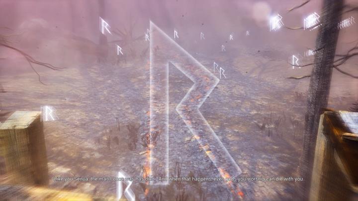 Na ziemi dostrzeżesz pierwszą runę. - Hellblade Senuas Sacrifice: Trzecie płomienne wrota, Siedziba Surta - Hellblade: Senuas Sacrifice - poradnik do gry