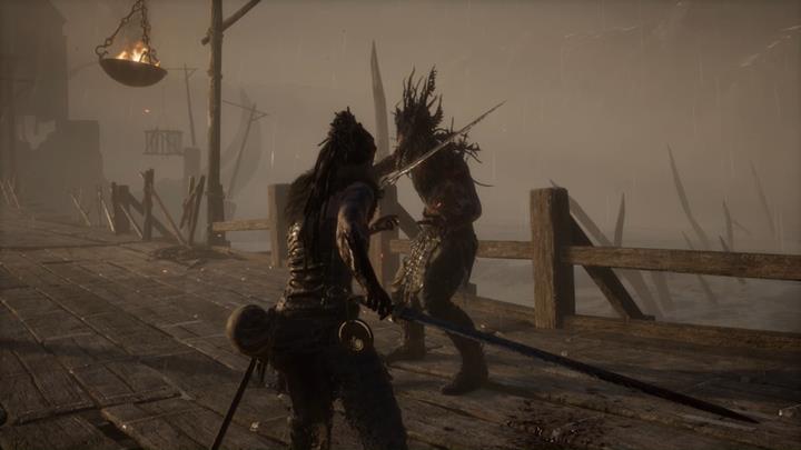 Na moście czeka cię walka z przeciwnikami. - Hellblade Senuas Sacrifice: Otwarcie wrót, Podóż do Helheim - Hellblade: Senuas Sacrifice - poradnik do gry