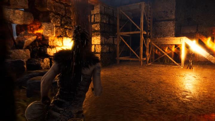Wejdź do środka zniszczonej wieży i odblokuj drzwi. - Hellblade Senuas Sacrifice: Trzecie wrota w Legowisku Valravna - Hellblade: Senuas Sacrifice - poradnik do gry