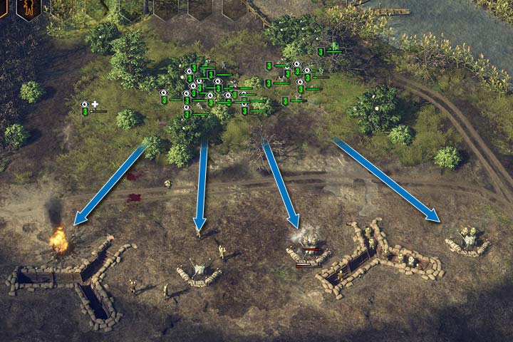 Jeśli zaatakujesz linię obrony dużym oddziałem od tyłu, przeciwnik najczęściej się podda. - Misja 3 - Operacja Barbarossa | Niemcy | Kampania | Sudden Strike 4 - Sudden Strike 4 - poradnik do gry