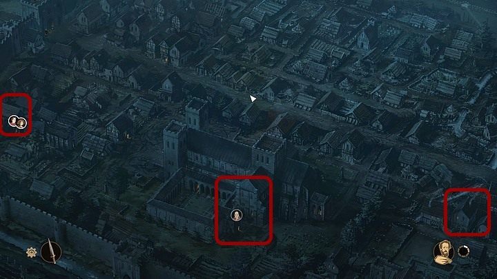 Pierwsze to katedra (pośrodku dolnej części mapy, nieco powyżej Drugiej Bramy Południowej), jednak trzeba tam zapukać dopiero wtedy, gdy w mieście rozlegną się dzwony oznaczające wezwanie na modlitwę, a przy katedrze pojawi się ikonka mnicha - Filary Ziemi: Rozdział 9, Przysięga - solucja, opis przejścia - Filary Ziemi - poradnik do gry