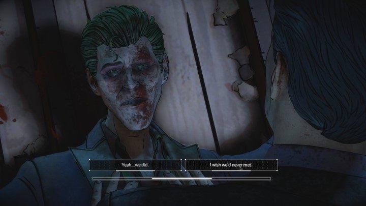 Pierwszy ważny wybór musisz podjąć po walce z Jokerem - Ważne wybory w Batman Same Stitch - Villain Joker - Batman: The Telltale Series - The Enemy Within - poradnik do gry