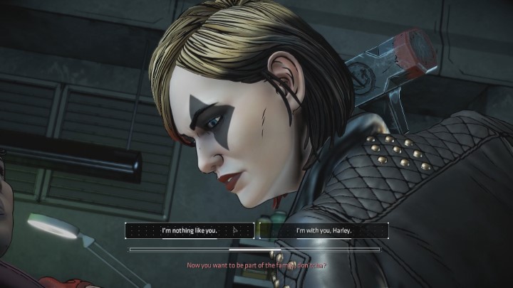 Trzeci ważny wybór będziesz musiał podjąć w rozdziale czwartym, kiedy Harley złapie Tiffany - Ważne wybory | Epizod 2 - The Pact - Batman: The Telltale Series - The Enemy Within - poradnik do gry
