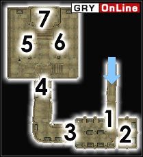 W tym grobowcu możesz spotkać następujących przeciwników: Młokos, Postrach Klanów, Atronach, Dremora, Żarłacz, Złota Święta, Skrzydlaty Mrok, Daedroth w [1], [2], [3], [4] i [5] oraz Zjawę Przodka, Szkielet, Truposza lub Kościeja w [6] - wszystko zależy od poziomu twej postaci - Pozostałe miejsca | ŚWIAT - Andasreth | The Elder Scrolls III: Morrowind - The Elder Scrolls III: Morrowind - poradnik do gry