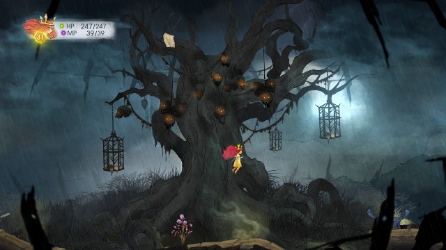 Na górze tej lokacji, koło drzewa ze świecącymi się czaskami jest wiadomość - Rozdział 8 | Sekrety i znajdźki | Child of Light - Child of Light - poradnik do gry