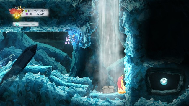 W skrzyni jest Damage Elixir, a z kamienia wypada Rough Ametyst - Rozdział 10 | Sekrety i znajdźki | Child of Light - Child of Light - poradnik do gry