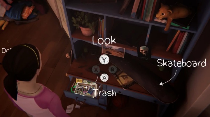 W szufladzie znajdującej się w szafce przy drzwiach są karty ze zdjęciami osób z zespołów - Rozdział 1 - Farewell, solucja Life Is Strange Before The Storm - Life Is Strange: Before the Storm - poradnik do gry