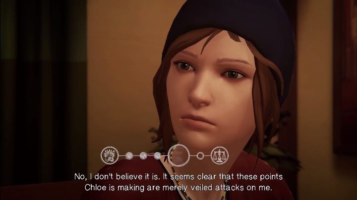 Okręgi pokazane na screenie oznaczają ilość punktów jaką musisz zdobyć, aby wygrać - Rozdział 5 - Teatr, przedstawienie | Solucja Epizod 2 - Life Is Strange: Before the Storm - poradnik do gry