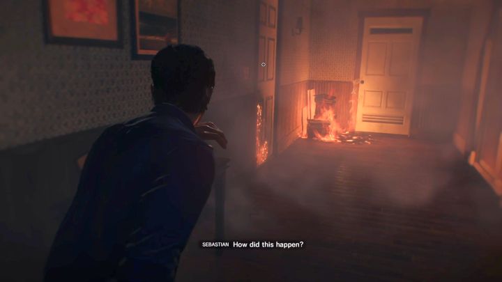 Obiekty, z którymi wejść można w interakcję, oznaczone są białym kółkiem. - Rozdział 1 - W płomienie | Opis przejścia Evil Within 2 - Evil Within 2 - poradnik do gry