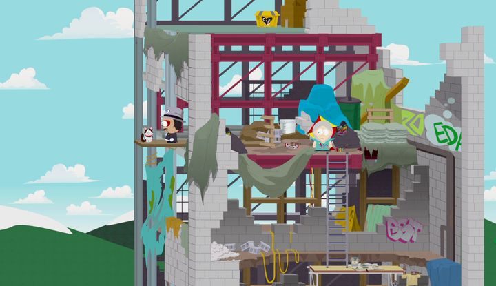 Jeden z kotów na piętrze zrujnowanego budynku SoDoSoPa - Grube gejowskie koty Dużego Geja Ala | Zadania poboczne - South Park: The Fractured But Whole - poradnik do gry