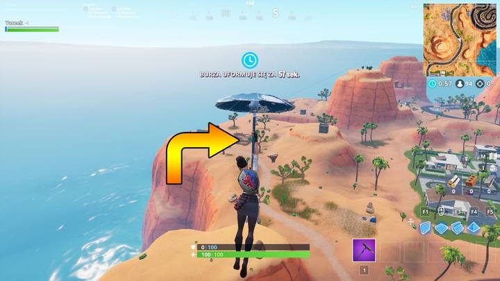 Ostatni, czyli dziesiąty balon znajduje się na farmie, niedaleko Oazy Odpoczynku - Wyzwanie - Przekłuj 10 złotych balonów - Fortnite: Battle Royale - poradnik do gry