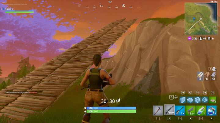 Używaj sprintu i buduj schody po dwóch stronach, by szybko przedostać się nad pozycję przeciwnika. - Budowanie dla zaawansowanych w Fortnite Battle Royale - Fortnite: Battle Royale - poradnik do gry