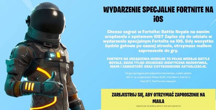 Zarejestruj się klikając w żółty link - Fortnite Battle Royale Mobile - jak zagrać, rejestracja - Fortnite: Battle Royale - poradnik do gry