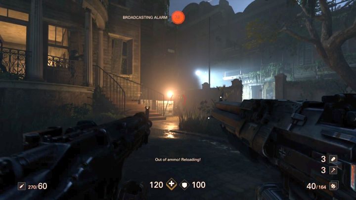 Oczyść widoczny na obrazku budynek i poczekaj wewnątrz na dwójkę SuperSoldatów. - Lakeview | Nowy Orlean | Solucja Wolfenstein II: The New Colossus - Wolfenstein II: The New Colossus - poradnik do gry