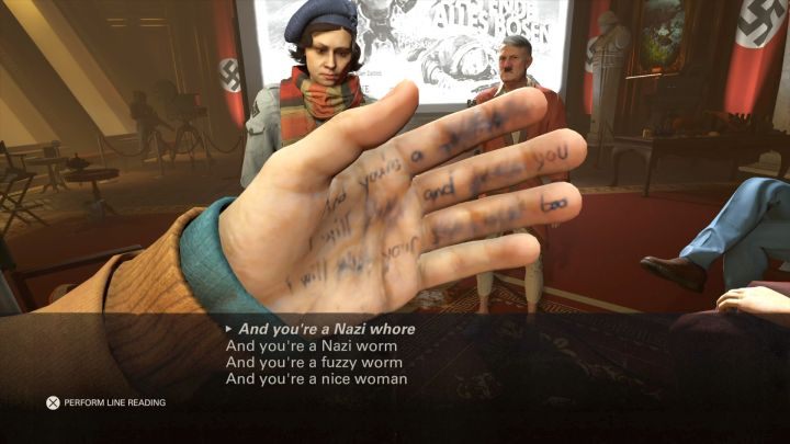 Wybór kwestii dialogowych. - Przesłuchanie | Wenus | Solucja Wolfenstein II: The New Colossus - Wolfenstein II: The New Colossus - poradnik do gry