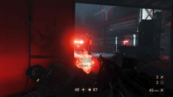 Wróg wyposażony w dwa działka laserowe to pierwsze prawdziwe wyzwanie. - Oblężenie | Rozdział 1 - Zjednoczenie | Opis przejścia | Wolfenstein II - Wolfenstein II: The New Colossus - poradnik do gry