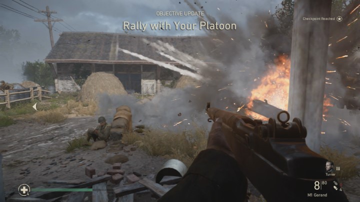 Po zniszczeniu działa, drzwi do szopy widocznej na zdjęciu zostaną otwarte - Call of Duty WW2: D-Day - Pamiątki, sekrety, znajdźki - Call of Duty: WW2 - poradnik do gry