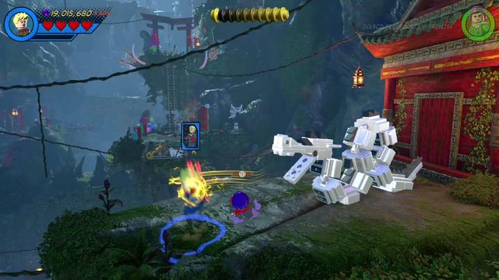 Po aktywowaniu zapadliska wleć na półkę skalną pokazaną na obrazku - Sekrety Misja 10 - Wyjście smoka | LEGO Marvel Super Heroes 2 - LEGO Marvel Super Heroes 2 - poradnik do gry