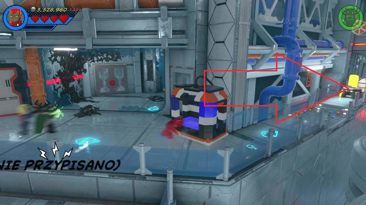 Drugi znak znajduje się po prawej stronie, w głównym pomieszczeniu (patrz obrazek) - Sekrety Misja 11 - Powrót do przyszłości | LEGO Marvel Super Heroes 2 - LEGO Marvel Super Heroes 2 - poradnik do gry