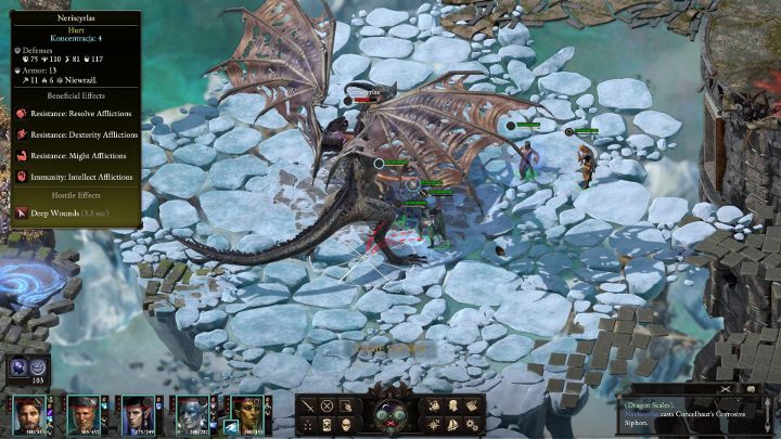 Walka z Neriscyrlas rozpoczyna się niedługo po wejściu do lokacji, więc warto najpierw odpowiednio przygotować się do bitwy - Pillars of Eternity 2 Beast of Winter: Śnieżny świat śmierci - solucja - Pillars of Eternity 2 Deadfire - poradnik do gry
