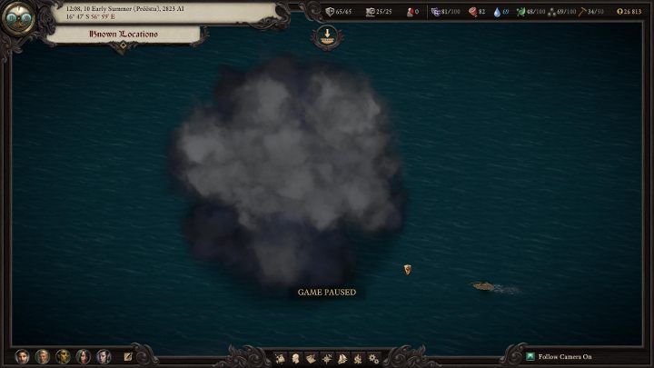 Powyższy obrazek przedstawia wygląd burzy na morzu - jeśli nie chcesz wziąć udziału w sztormie, lepiej się do niej nie zbliżaj - Pillars of Eternity 2: Podróżowanie statkiem - Pillars of Eternity 2 Deadfire - poradnik do gry