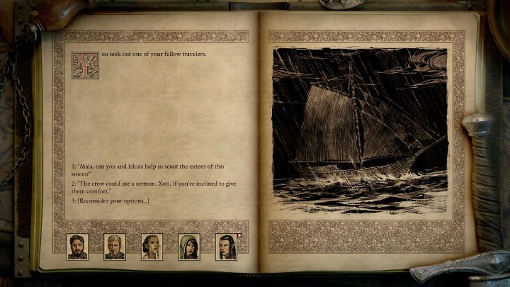 Druga opcja - Poproś o pomoc kogoś z towarzyszy (Ask a companions aid) - pozwala na zaangażowanie członka grupy do pomocy załodze - Pillars of Eternity 2: Podróżowanie statkiem - Pillars of Eternity 2 Deadfire - poradnik do gry