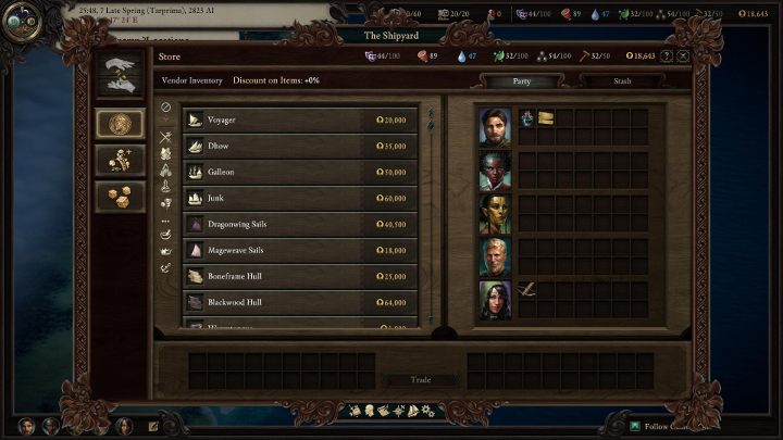 W porcie możesz również zakupić ulepszania statku - nowe kadłuby, żagle czy działa. - Pillars of Eternity 2: Statki - lista - Pillars of Eternity 2 Deadfire - poradnik do gry