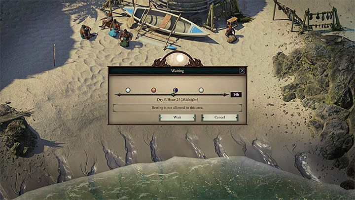 Najprostsza i najwygodniejsza metoda na zmianę pory dnia w Pillars of Eternity 2 Deadfire to wybranie opcji czekania poprzez wciśnięcie klawisza R (w taki sam sposób aktywuje się też opcję odpoczynku poprzez rozstawienie obozowiska) - Pillars of Eternity 2: Pora dnia - jak zmienić? - Pillars of Eternity 2 Deadfire - poradnik do gry