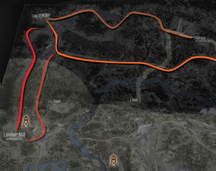 Transport drewna można sobie ułatwić, jeśli zaczniesz od załadunku w północno-wschodnim rogu mapy - MudRunner: Stok - mapa - MudRunner - poradnik do gry