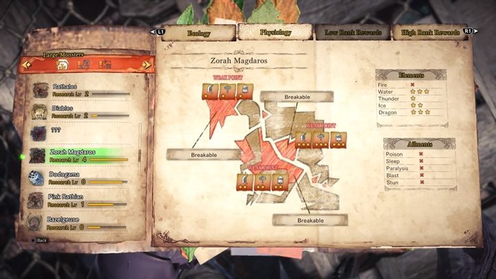 Jeśli chodzi o podatności tego stworzenia to czułym punktem jest - Zorah Magdaros - taktyka, odporność, słabe strony | Monster Hunter World - Monster Hunter World - poradnik do gry
