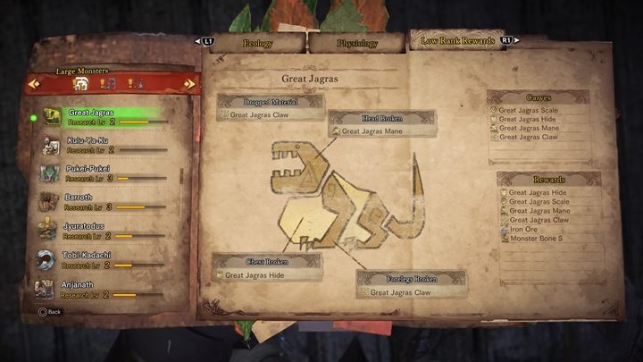 Materiał z potwora - Wielki Jagras - taktyka, odporność, słabe strony | Monster Hunter World - Monster Hunter World - poradnik do gry