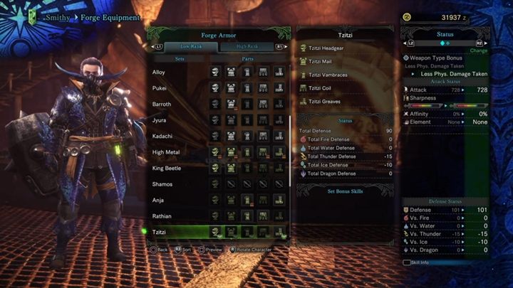 Zbroja Tzitzi - cechy i odporności - Zbroje niskiego poziomu w Monster Hunter World - Monster Hunter World - poradnik do gry