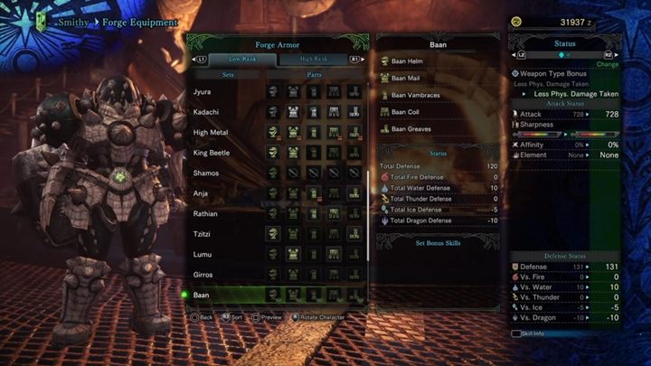 Zbroja Baana - cechy i odporności - Zbroje niskiego poziomu w Monster Hunter World - Monster Hunter World - poradnik do gry