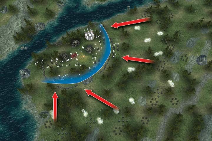 Jest to typowa misja obronna, w której musisz odeprzeć atak wojsk Elfów - Misja 11 - Przybrzeżny obóz | Kampania Zielonoskórych (Orków) w Hex Commander - Hex Commander - poradnik do gry