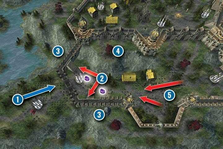 Szturm na miasto nie jest łatwym zadaniem dla twoich wojsk - Misja 12 - Przedmieścia Thealon | Kampania Zielonoskórych (Orków) - Hex Commander - poradnik do gry