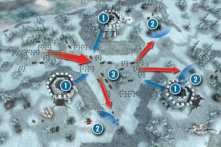 Misja rozpoczyna się w momencie, gdy twoje wojska zajęły obronne wieże krasnoludów - Misja 18 - Mroźne Wierchy | Kampania Zielonoskórych (Orków) w Hex Commander - Hex Commander - poradnik do gry